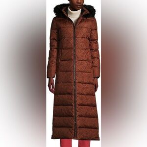 Lands' End Animal Print Maxi Puffer Jacket Size XS